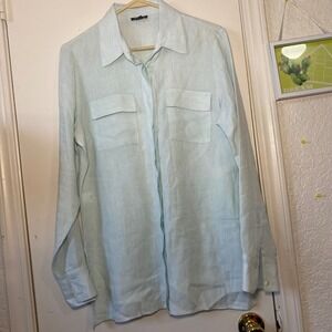 Worth New York Linen‎ Shirt Women's Small Button Down Long Sleeve Made in USA
